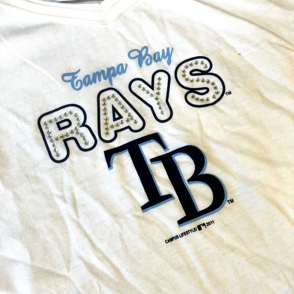 NWT MLB Genuine Merchandise Tampa Bay Rays T-Shirt Womens Size L Baseball Studs - Picture 2 of 10